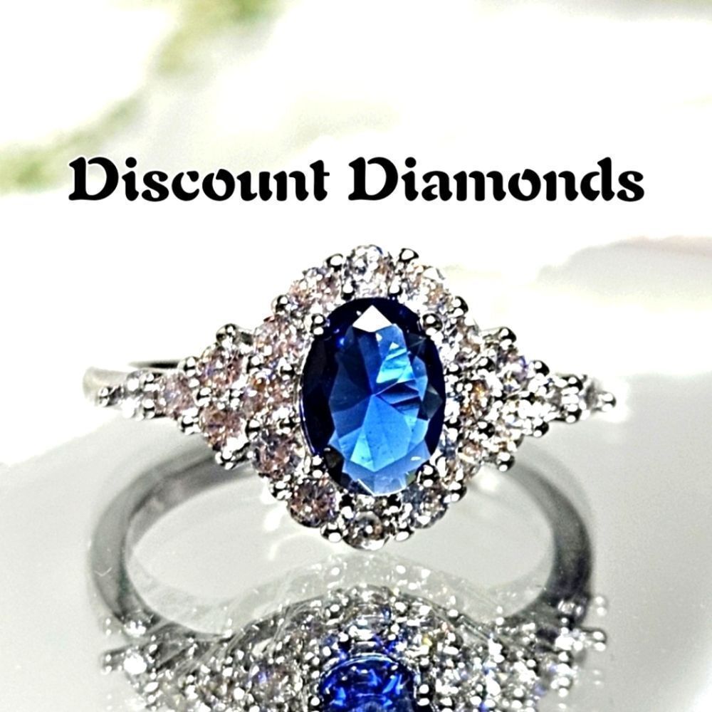 3.0 Ct Sky Blue Sapphire & White Baguette Diamond Cocktail Ring on 925 Silver